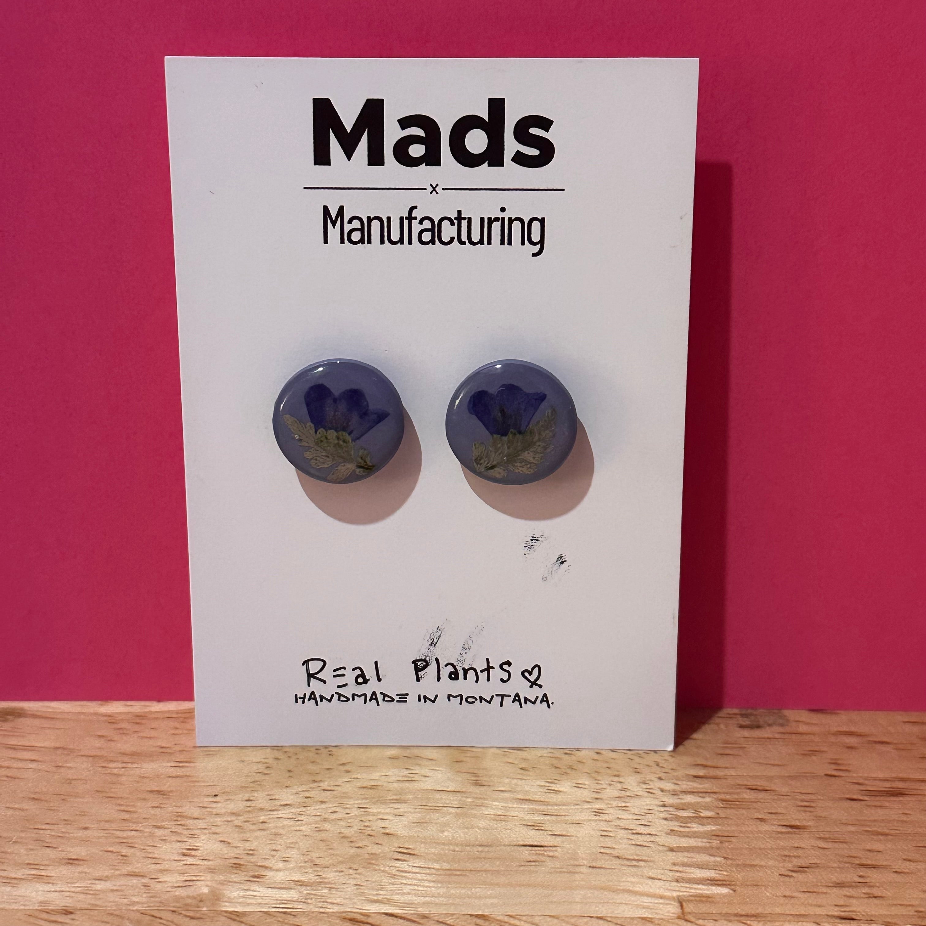 Lilac Studs with Blue Flowers
