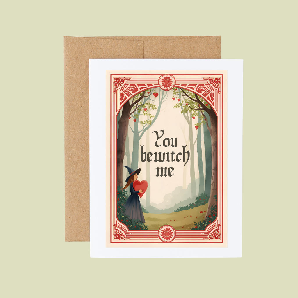 You Bewitch Me Fantasy Forest Witch Valentine Card 