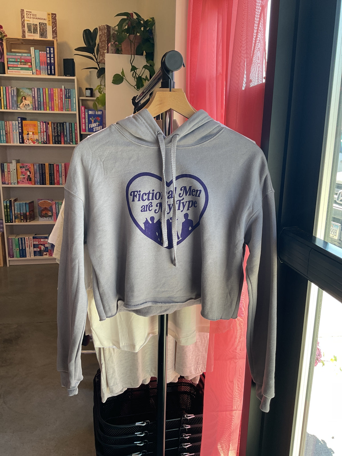 Fictional Men Are My Type | Purple Crop Fleece Hoodie Sweatshirt