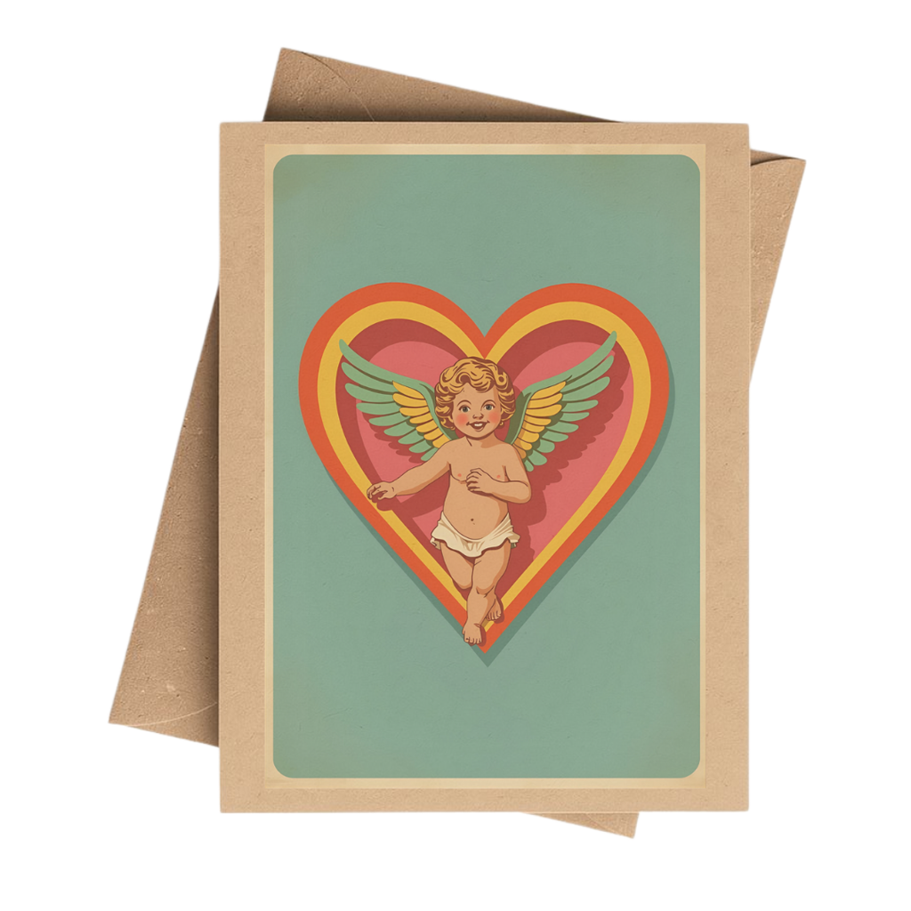 Retro 70s Cupid Cherub Greeting Card Set – Boxed Set of 6