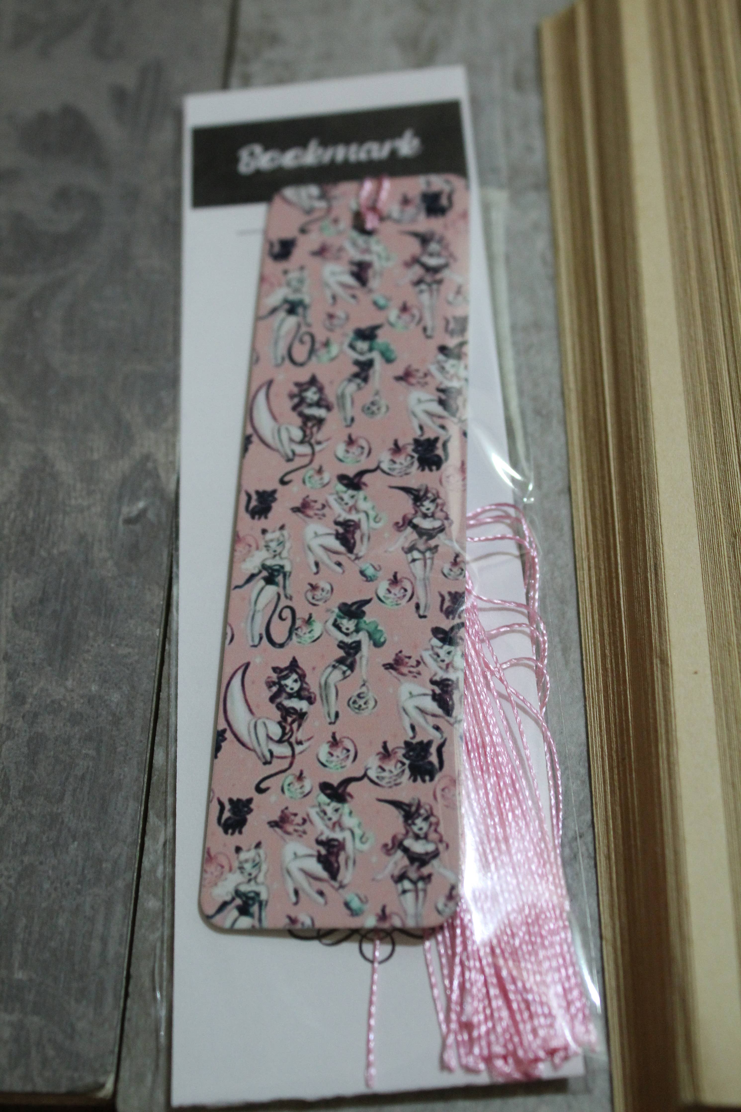 Pink Witches Pin Up // Metal Bookmark