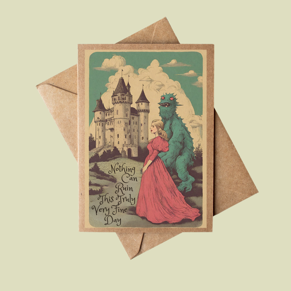 Funny Fairytale Encouragement Notecard on Brown Kraft Paper