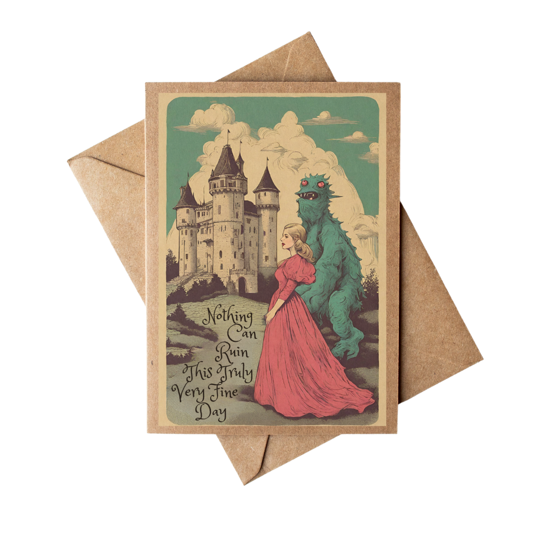 Funny Fairytale Encouragement Notecard on Brown Kraft Paper