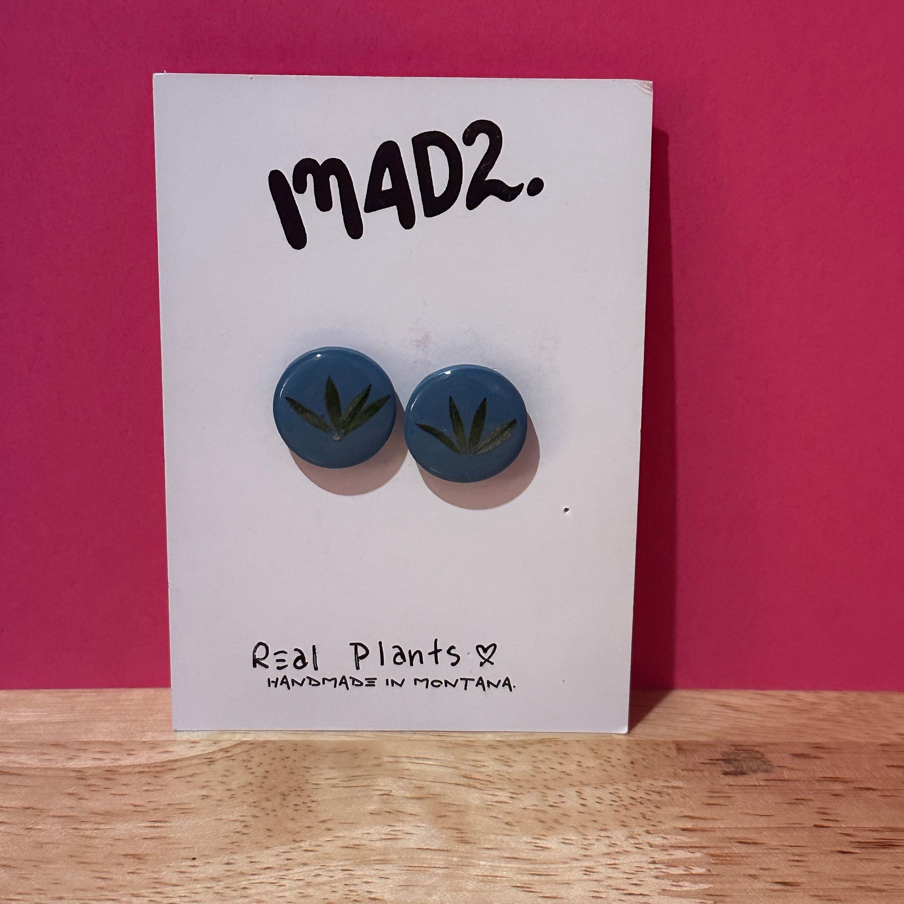 Blue Art Deco Plant Studs
