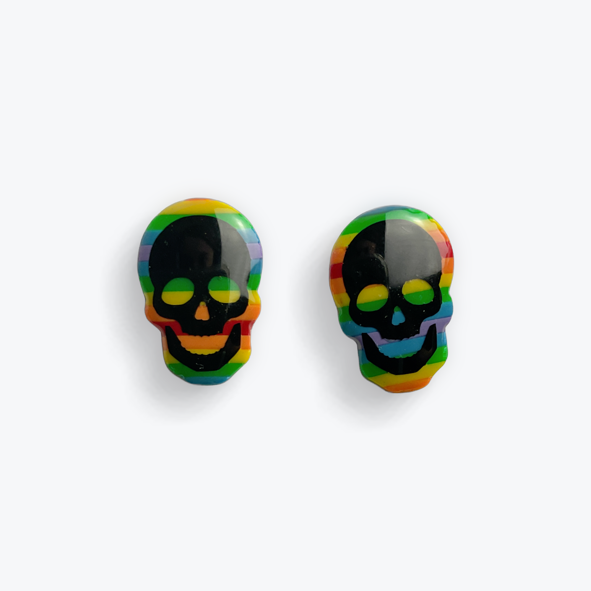 Black Skull Rainbow Stripe Studs