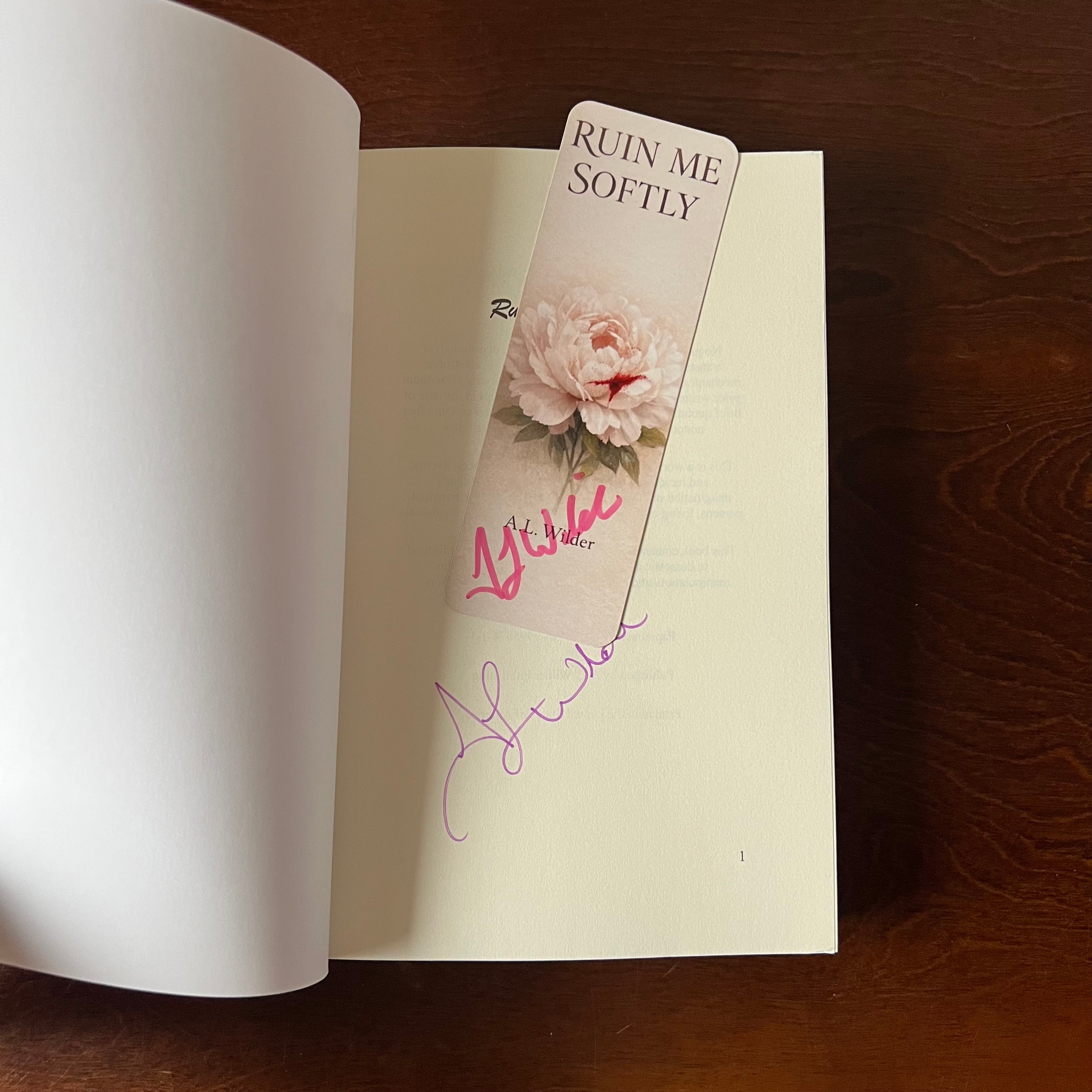 Ruin Me Softly - A.L. Wilder - Signed Paperback with Custom Bookmark