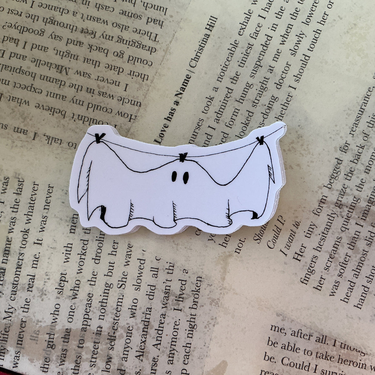 Clothesline Ghost Large Sticker - Kaitlyn Bell