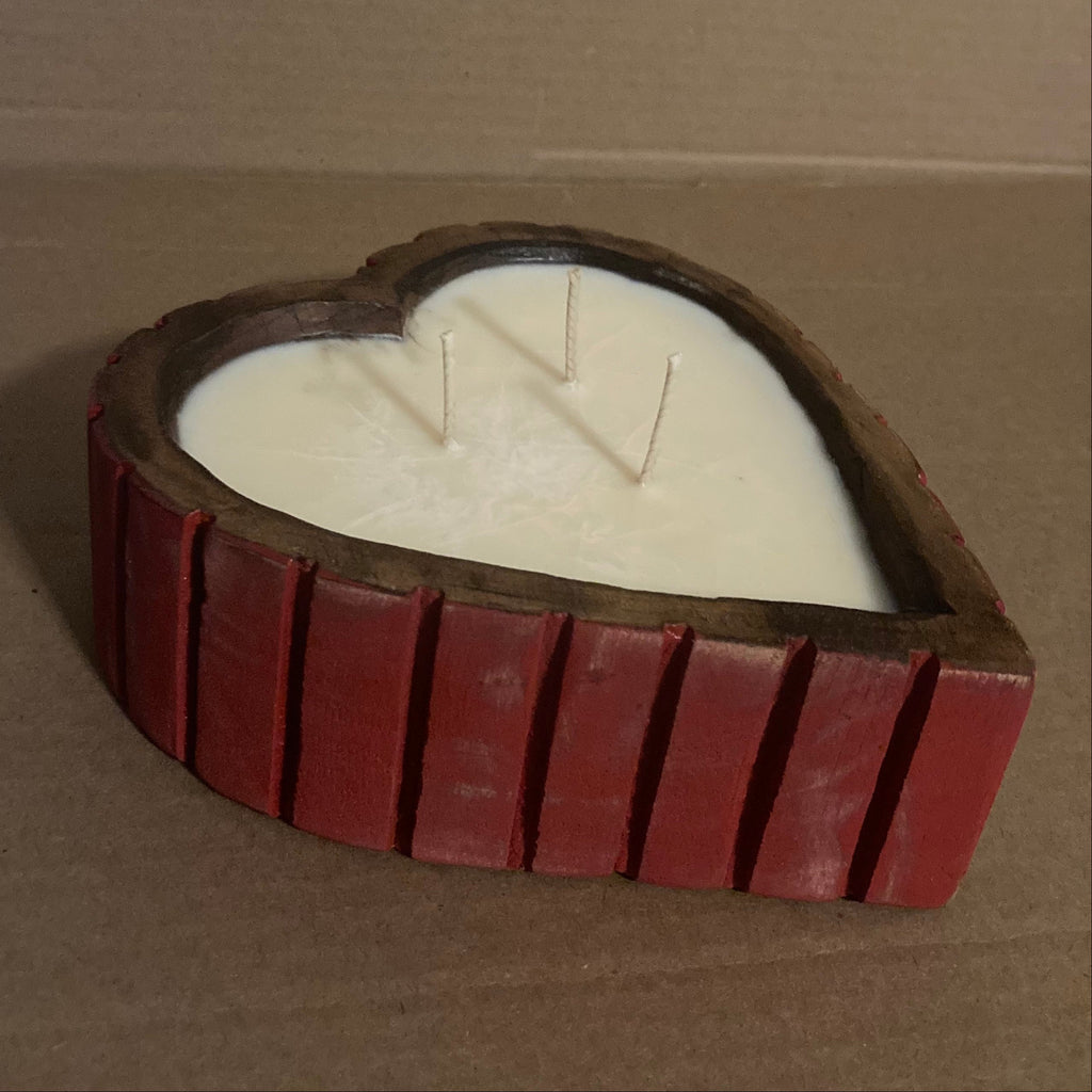 Red Heart Three Wick Candles