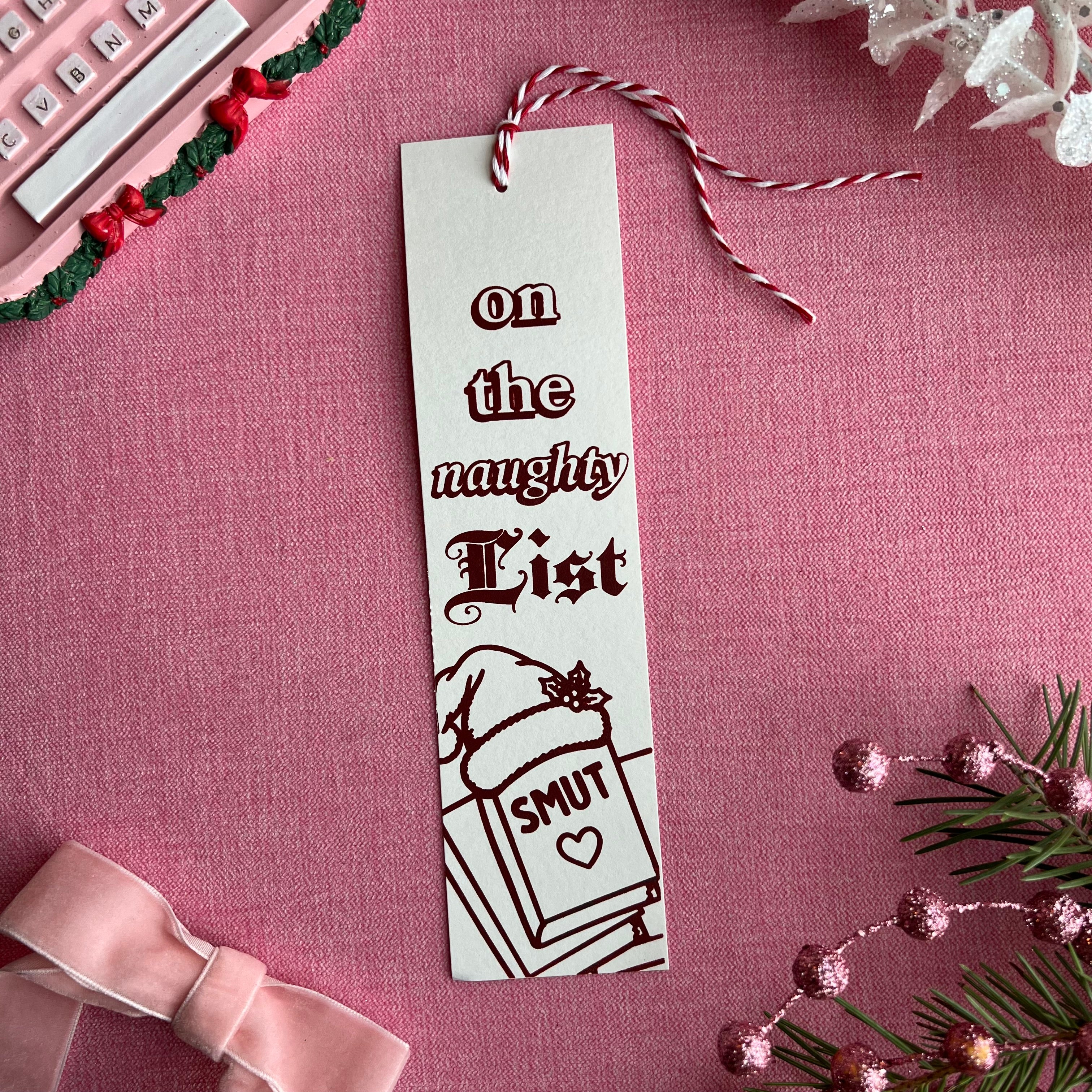 Naughty Hand-Printed Holiday Bookmarks