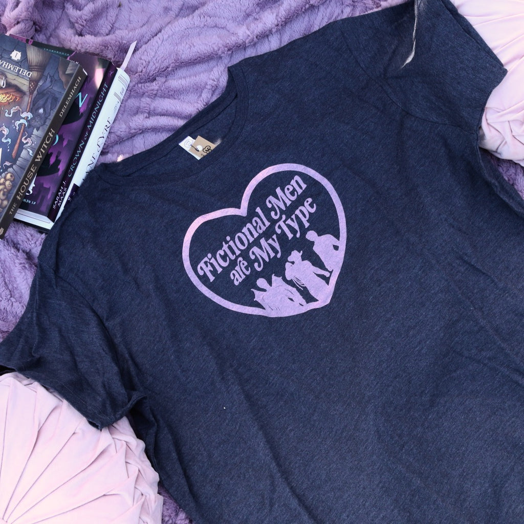 Fictional Men Are My Type | Gray/Blue Heather Tee