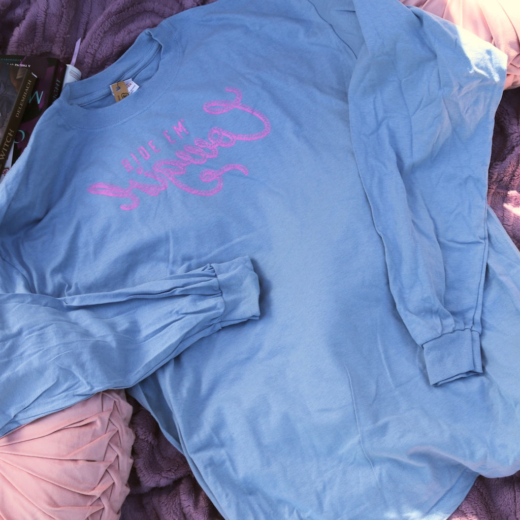 Ride Em [Reverse] Cowgirl | Solid Blue Longsleeve T-Shirt