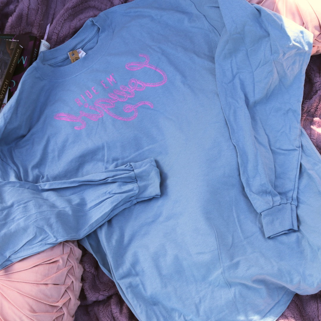 Ride Em [Reverse] Cowgirl | Solid Blue Longsleeve T-Shirt