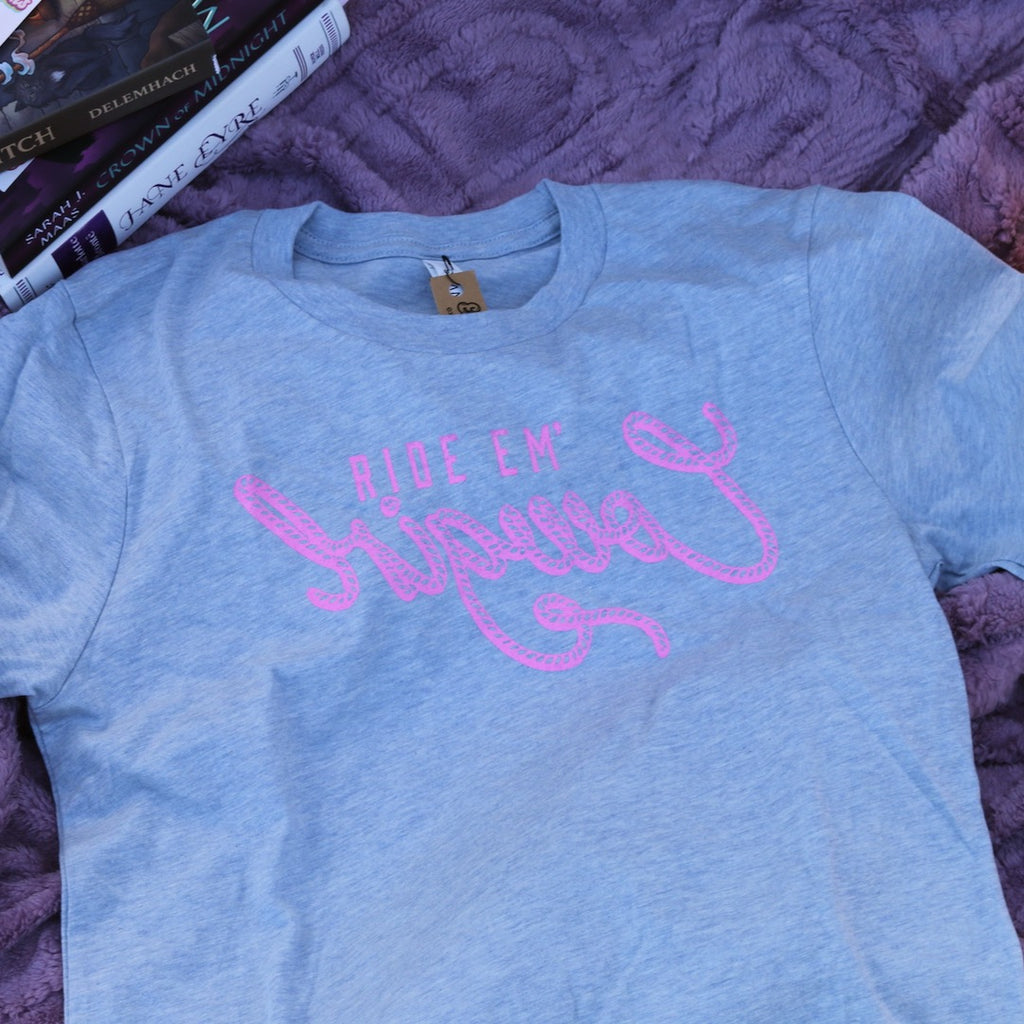 Ride ‘Em [Reverse] Cowgirl | Pink/Blue Heather Unisex Tee