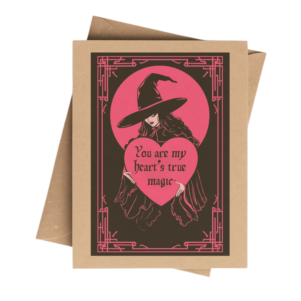Spooky Valentine Witch Brown Kraft Notecard Boxed Set