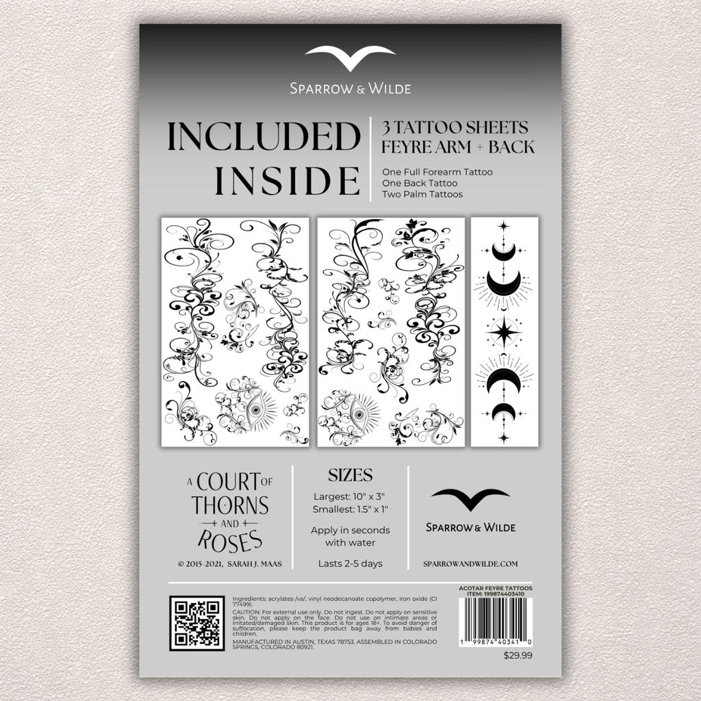 Temporary Tattoo Set | Feyre Arm + Back ACOTAR