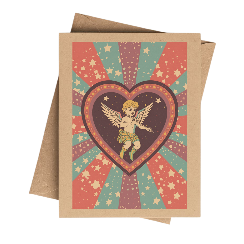 Retro 70s Cupid Cherub Greeting Card Set – Boxed Set of 6