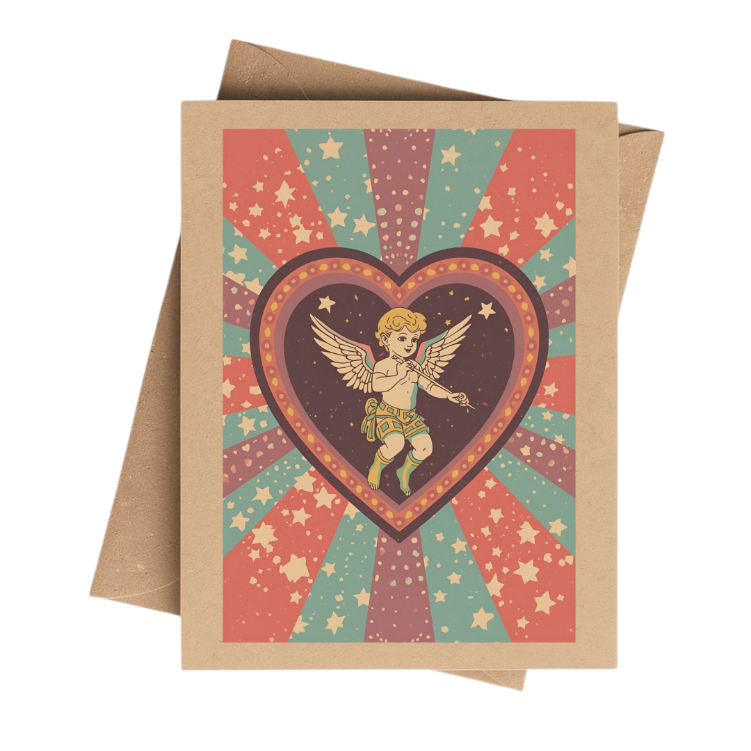 Retro 70s Cupid Cherub Greeting Card Set – Boxed Set of 6