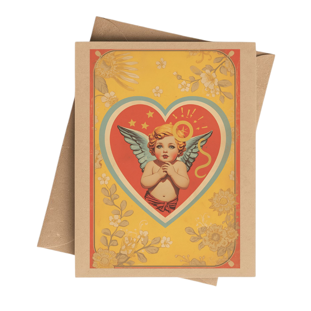 Retro 70s Cupid Cherub Greeting Card Set – Boxed Set of 6