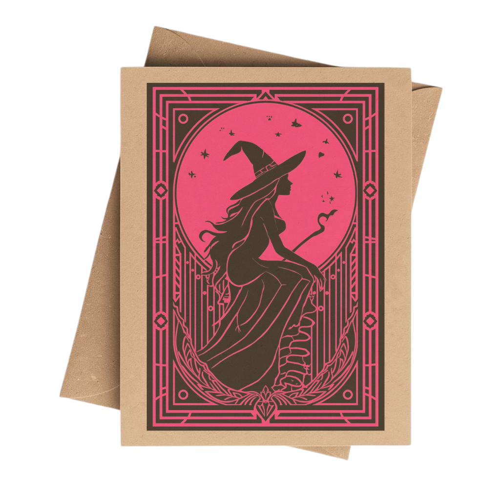 Spooky Valentine Witch Brown Kraft Notecard Boxed Set