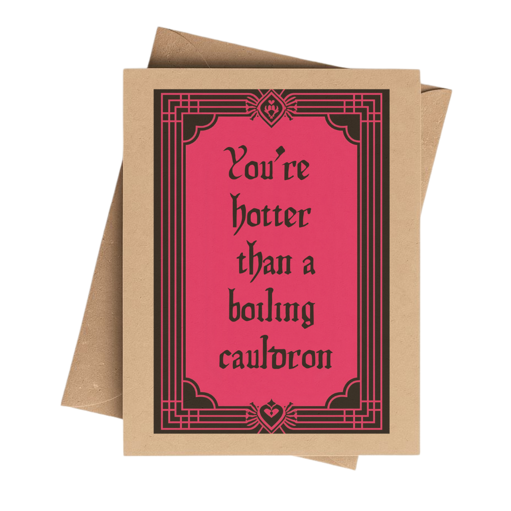 Spooky Valentine Witch Brown Kraft Notecard Boxed Set
