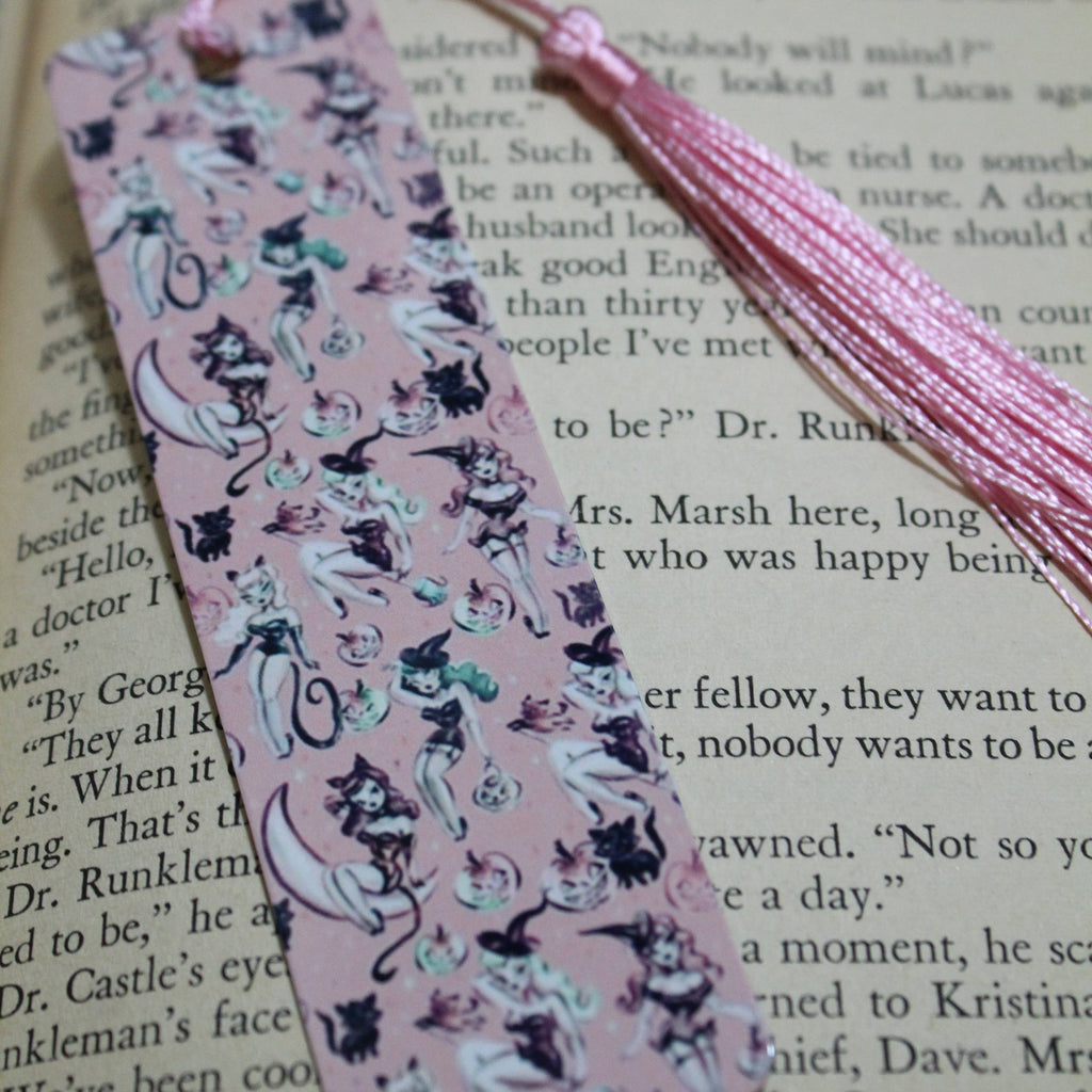 Pink Witches Pin Up // Metal Bookmark